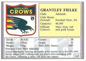 1992 AFL Regina #165 Grantley Fielke Back